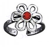 Imitation Garnet Daisy Flower Adjustable Toe Ring