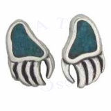 Southwest Inlaid Blue Turquoise Chips Bear Claw Post Earrings