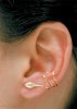 Gold Vermeil Pierceless Left Right Ear Cuff Wrap Earrings Set With Lea