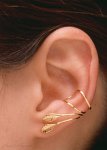 Gold Vermeil Pierceless Left Right Ear Cuff Wrap Earrings Set With Two