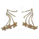 Gold Vermeil Pierceless Left Right Ear Cuff Wrap Earrings Set With Thr