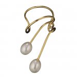Gold Vermeil Pierceless Right Only Ear Cuff Wrap Earring Two Pearls