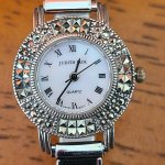 Vintage Judith Jack Women's Round Face Sterling Silver Marcasite Watch