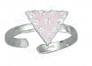 Pink Rhinestone Crystals Equilateral Triangle Toe Ring