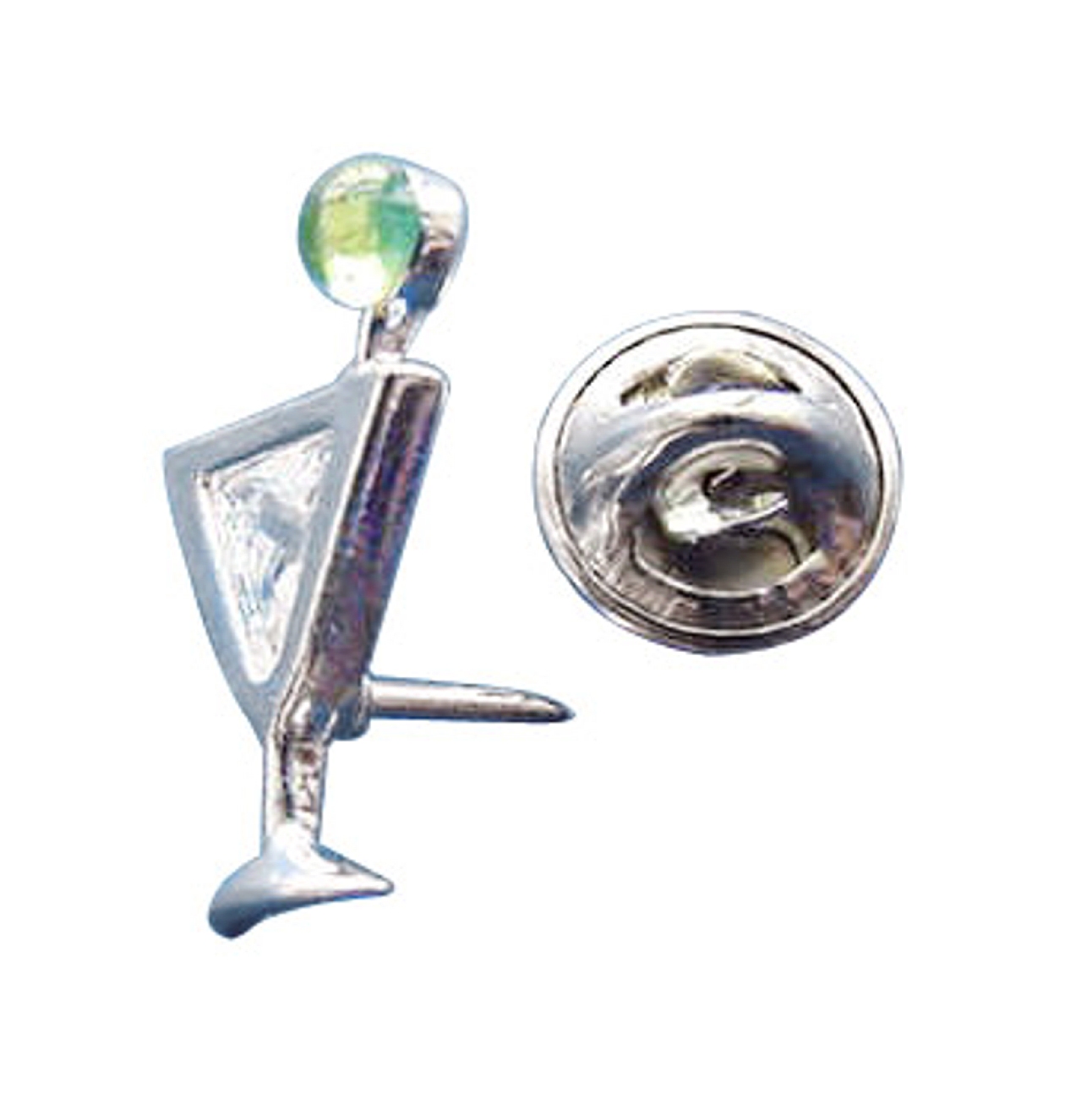 Sterling Silver Clear Cubic Zirconia Martini Cocktail Pin Sterling Silver Clear Cubic Zirconia Martini Cocktail Pin