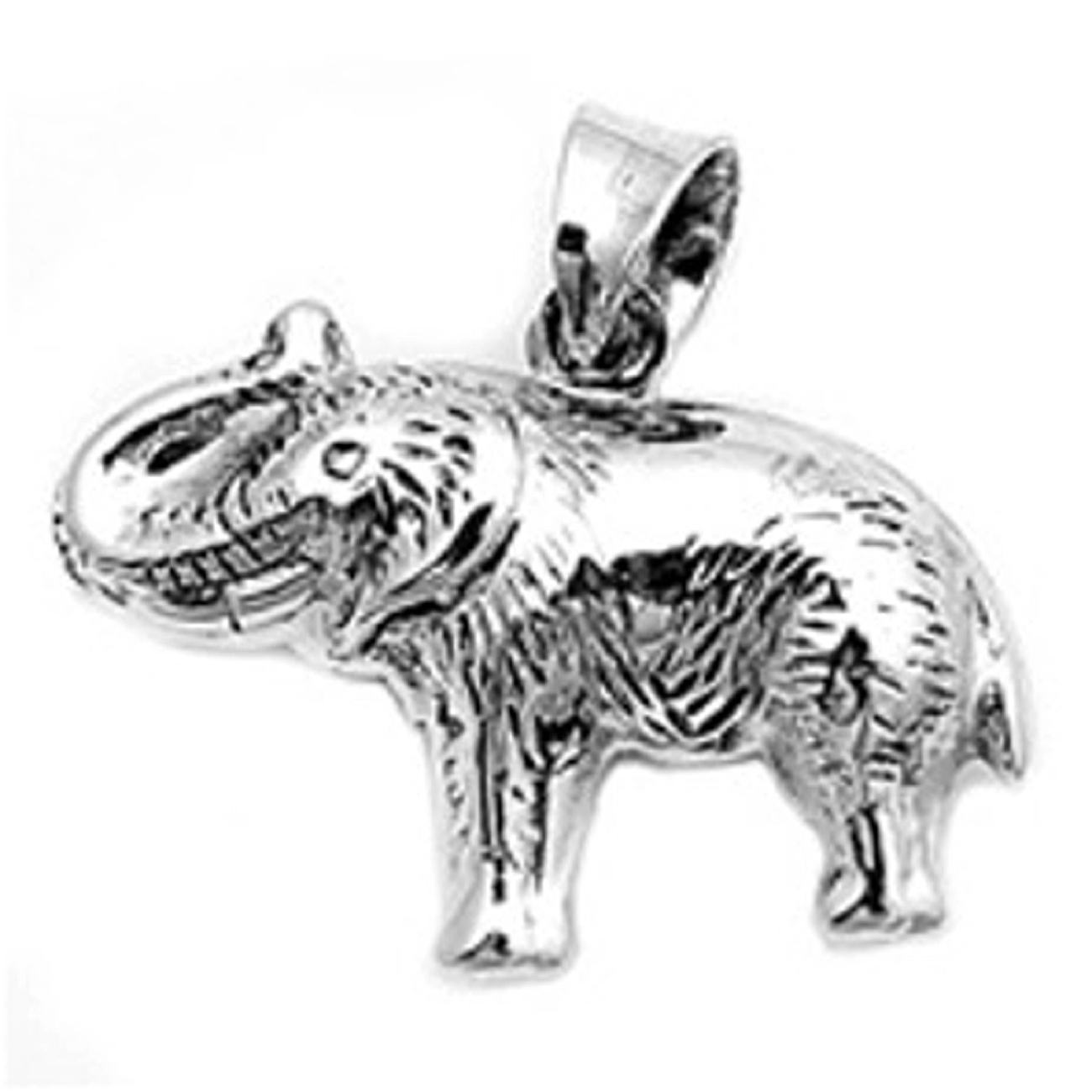Sterling Silver Plain Elephant 3D Two Sided With Detail Marks Pendant Sterling Silver Plain Elephant 3D Two Sided With Detail Marks Pendant