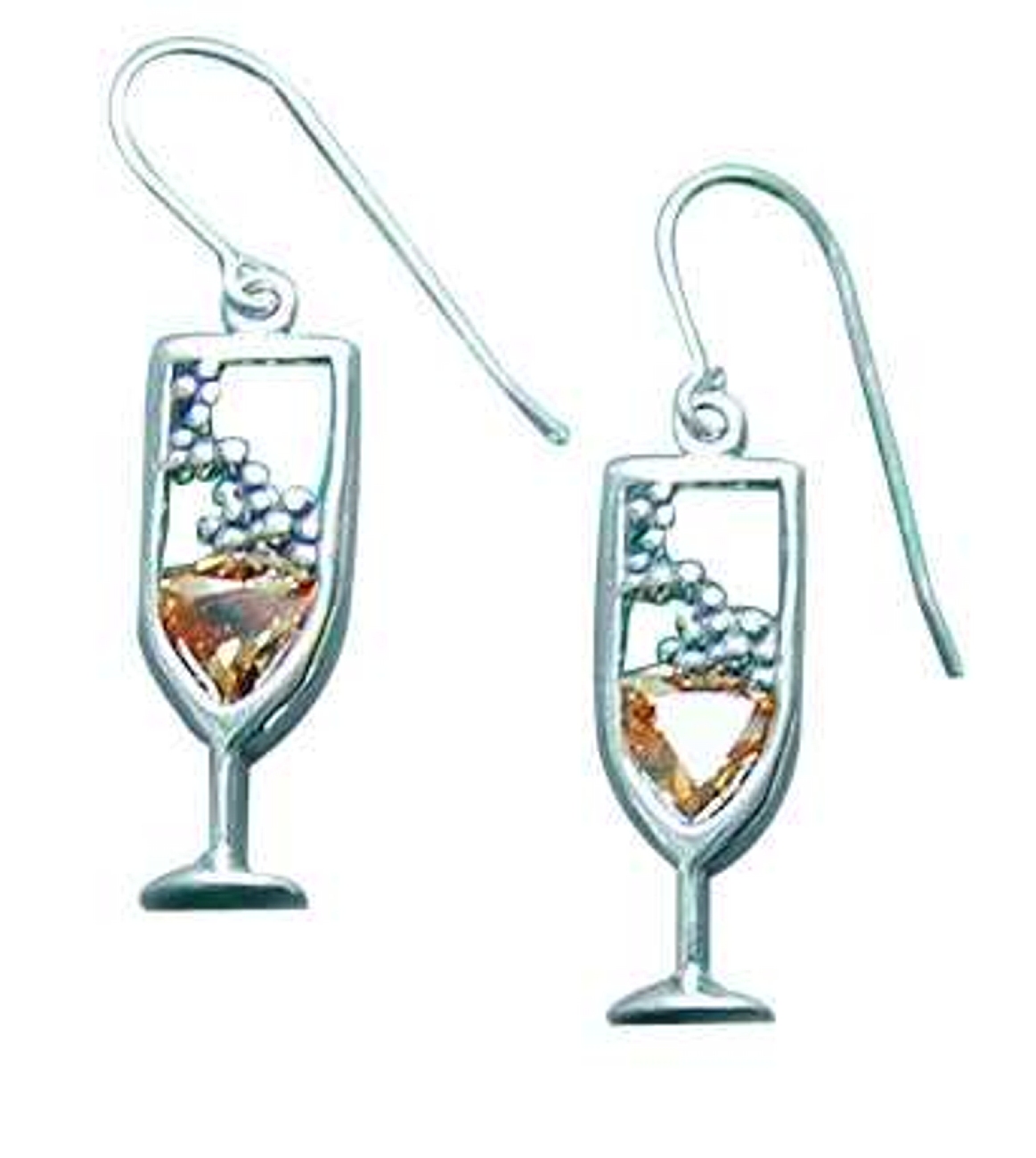 Light Yellow Cubic Zirconia Bubbly Champage Glass Earrings Light Yellow Cubic Zirconia Bubbly Champage Glass Earrings