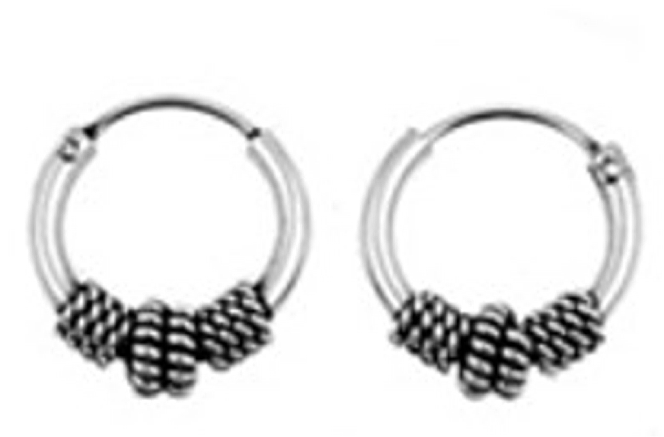 10mm Diameter Circular Braided Sides Bali Hoop Men's Earrings 10mm Diameter Circular Braided Sides Bali Hoop Men's Earrings