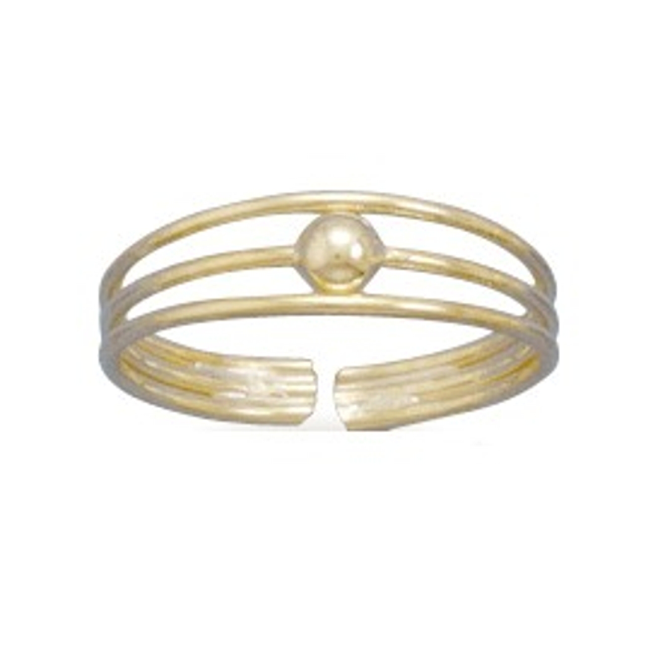 Gold Plated Beaded Three Wire Band Adjustable Toe Ring Gold Plated Beaded Three Wire Band Adjustable Toe Ring