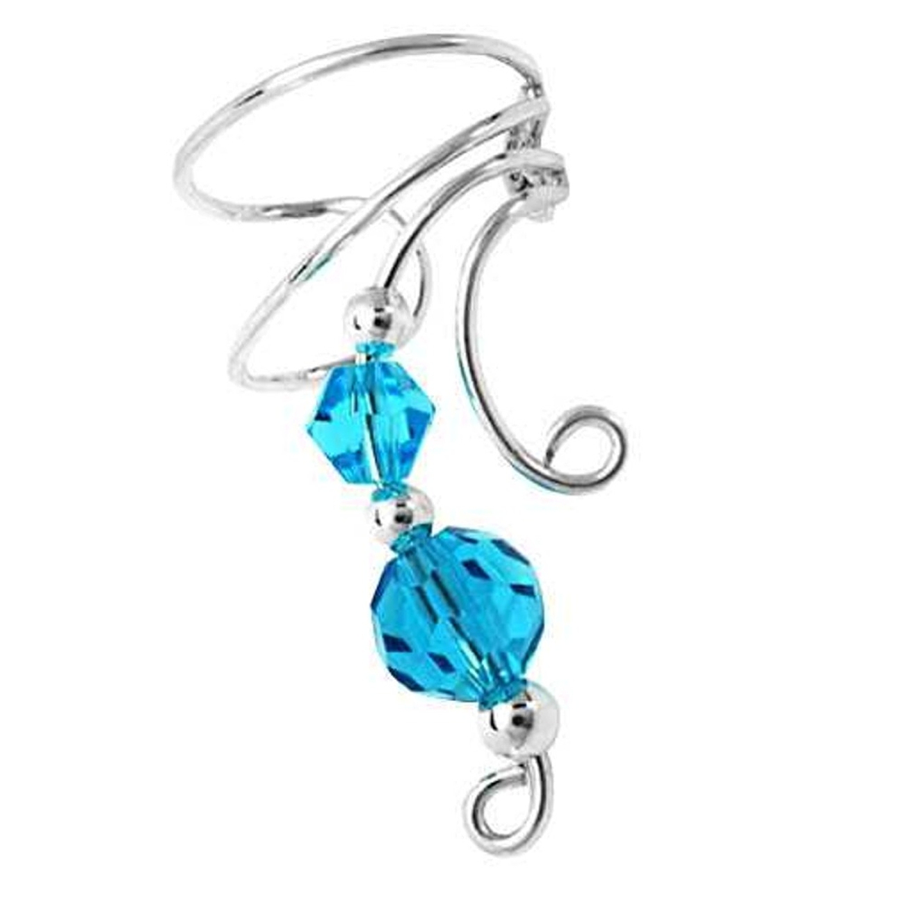 Right Only Two Blue Crystals Wave Ear Cuff Wrap Right Only Two Blue Crystals Wave Ear Cuff Wrap