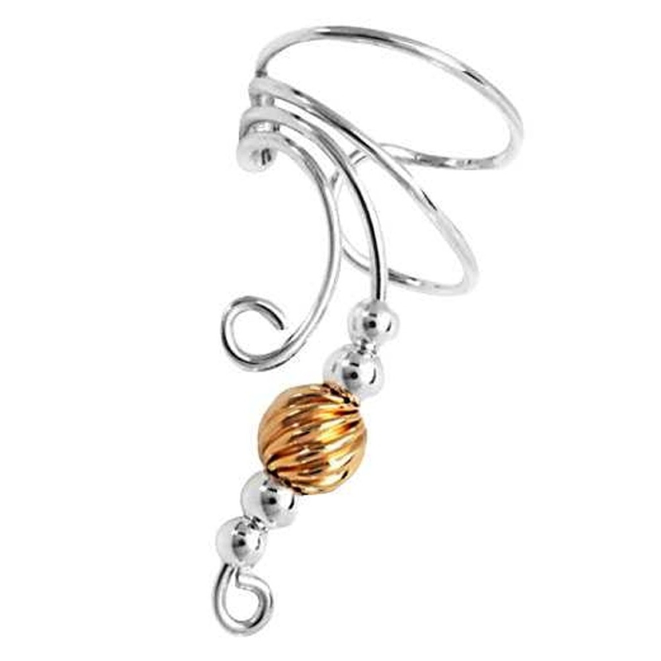 Left Only Long Curly Q Gold Filled Twist Bead Ear Cuff Left Only Long Curly Q Gold Filled Twist Bead Ear Cuff