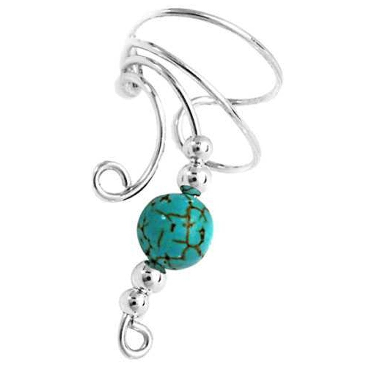 Left Only Curly Q Turquoise Bead Ear Cuff Left Only Curly Q Turquoise Bead Ear Cuff