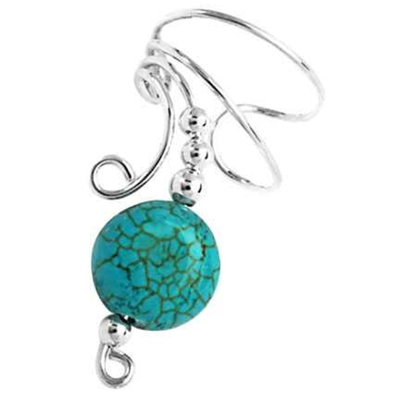 Left Only Turquoise Disc Wave Ear Cuff Wrap Left Only Turquoise Disc Wave Ear Cuff Wrap