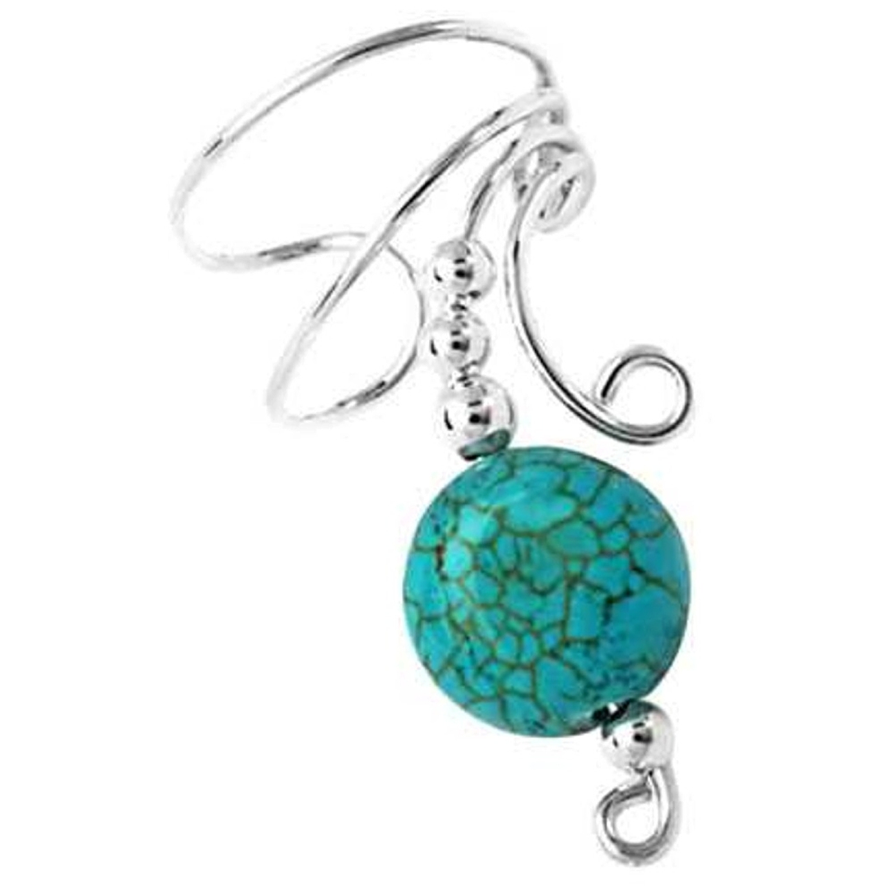 Right Only Turquoise Disc Wave Ear Cuff Wrap Right Only Turquoise Disc Wave Ear Cuff Wrap