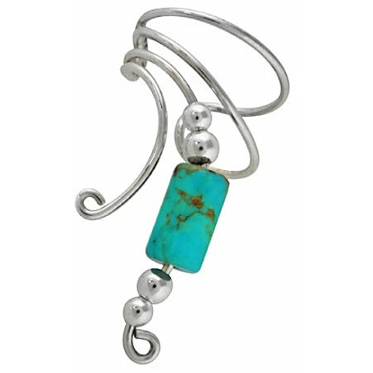 Left Only Turquoise Cylinder Wave Ear Cuff Wrap Left Only Turquoise Cylinder Wave Ear Cuff Wrap