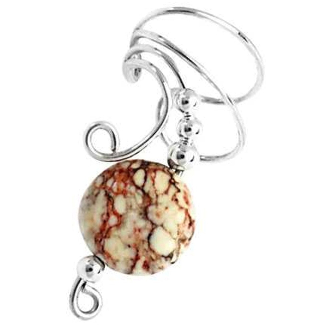 Left Only White Turquoise Disc Wave Ear Cuff Wrap Left Only White Turquoise Disc Wave Ear Cuff Wrap