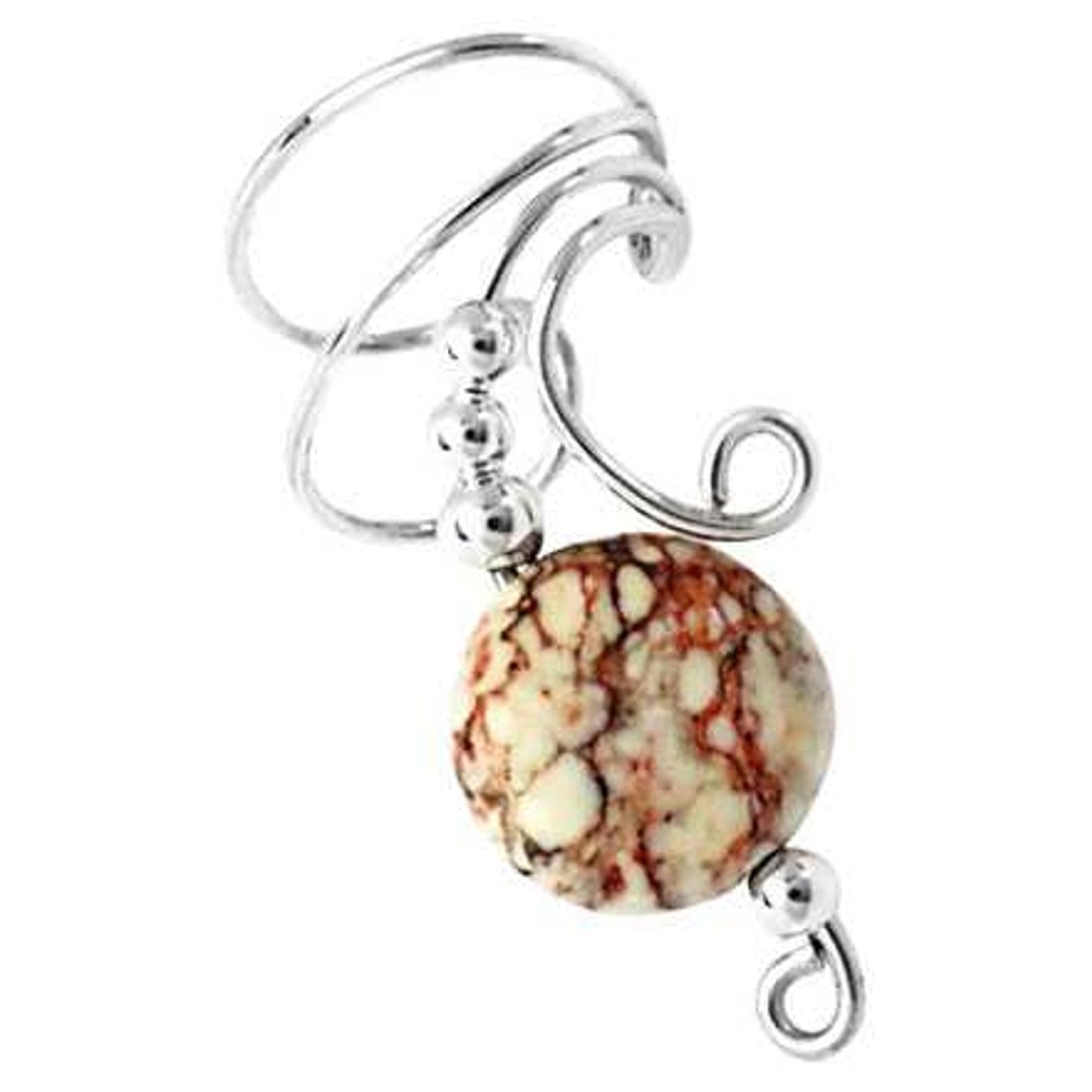 Right Only White Turquoise Disc Wave Ear Cuff Wrap Right Only White Turquoise Disc Wave Ear Cuff Wrap