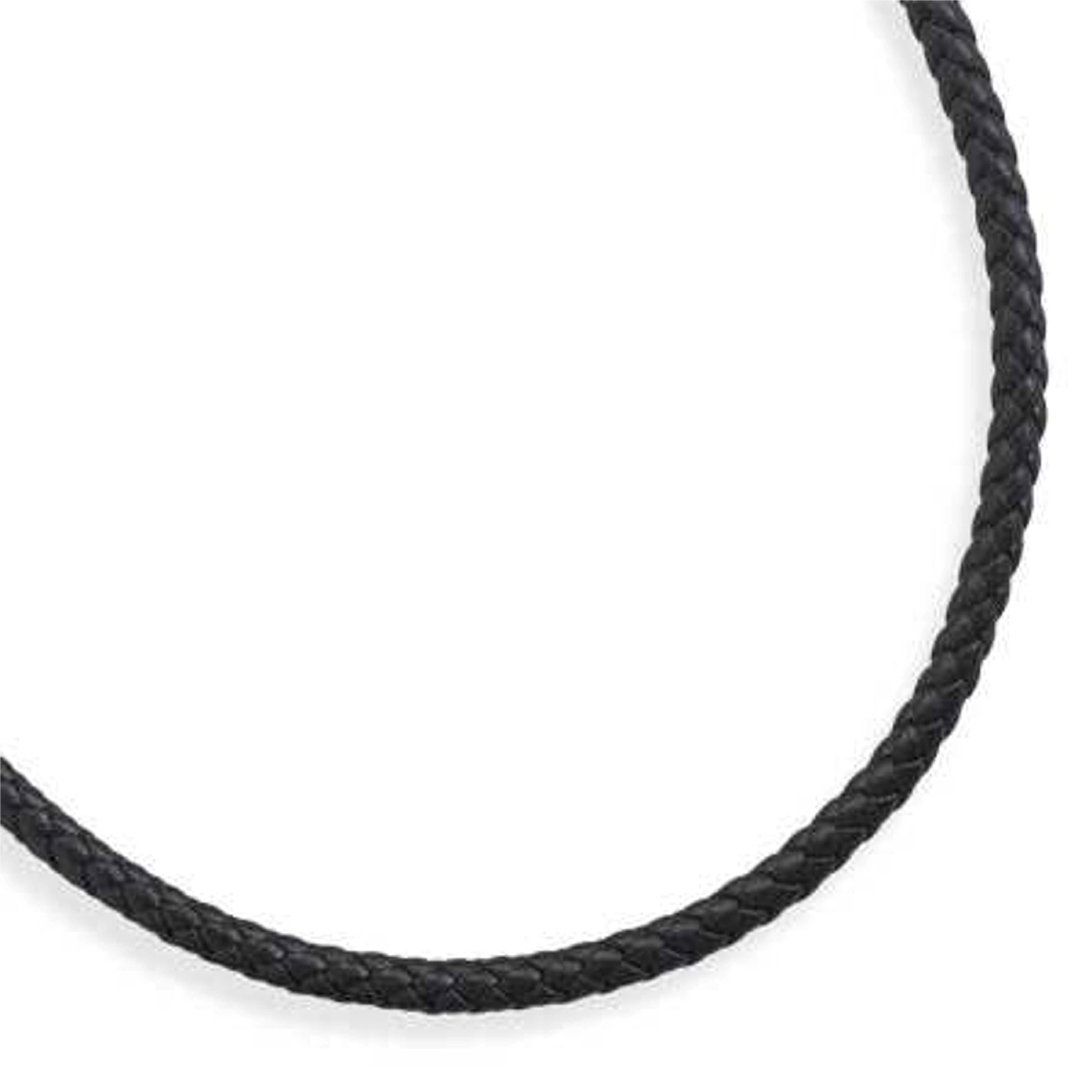 Men's 20" Stainless Steel Black Leather Braided Necklace Men's 20" Stainless Steel Black Leather Braided Necklace