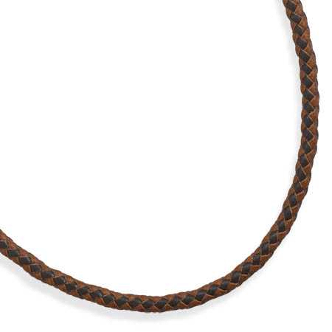 Men's 20" Stainless Steel Brown Leather Braided Necklace Men's 20" Stainless Steel Brown Leather Braided Necklace