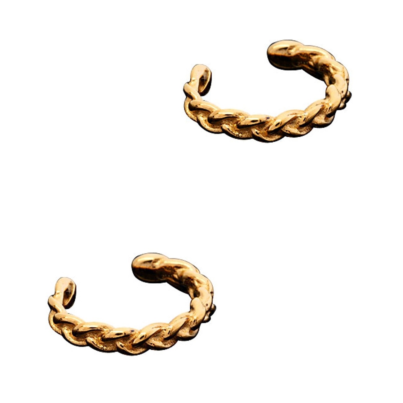 Gold Vermeil Left Or Right Pair Small Braided Band Outer Ear Cuffs Gold Vermeil Left Or Right Pair Small Braided Band Outer Ear Cuffs