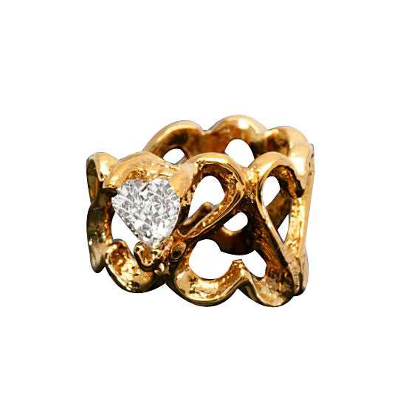 Gold Vermeil Left Only Open Heart Band Ear Cuff With Cubic Zirconia Gold Vermeil Left Only Open Heart Band Ear Cuff With Cubic Zirconia
