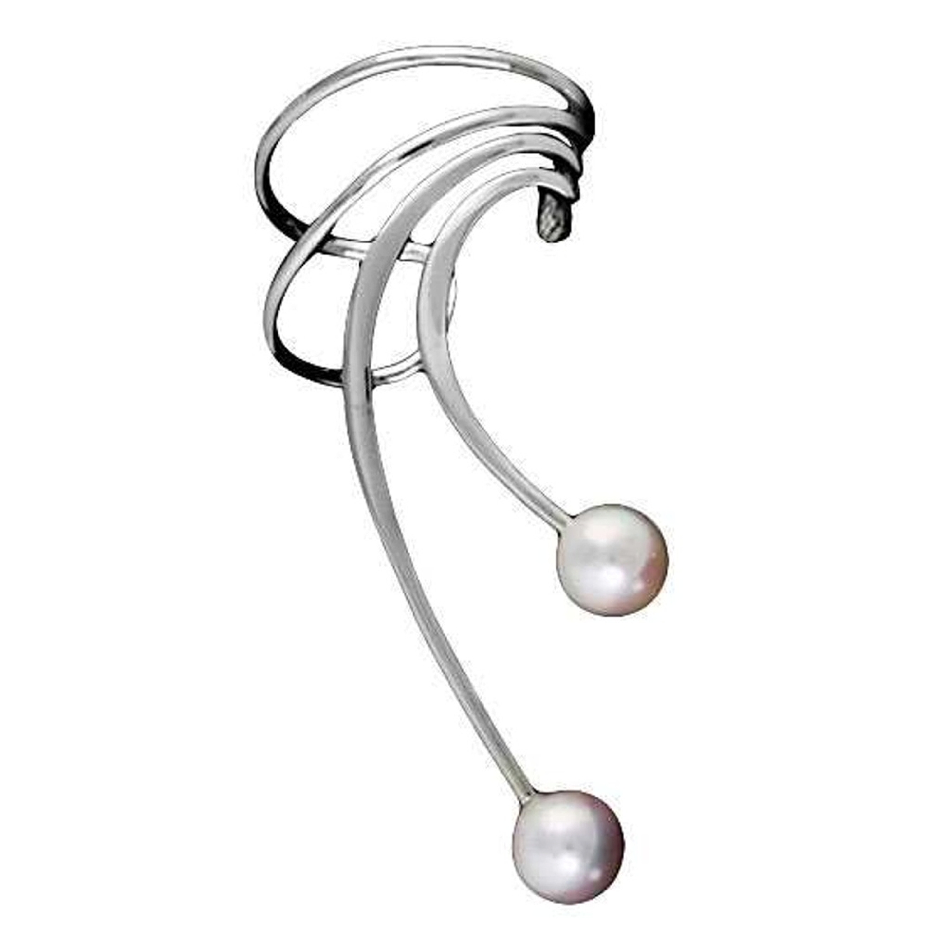 Right Only Pierceless Long Wave White Cultured Pearl Ear Cuffs Right Only Pierceless Long Wave White Cultured Pearl Ear Cuffs