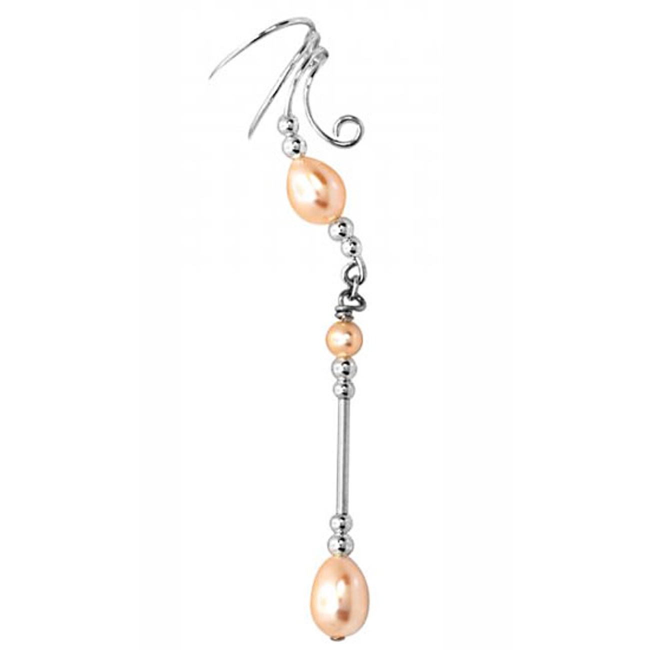 Right Only Pierceless Long Dangle White Freshwater Pearl Ear Cuff Wrap Right Only Pierceless Long Dangle White Freshwater Pearl Ear Cuff Wrap