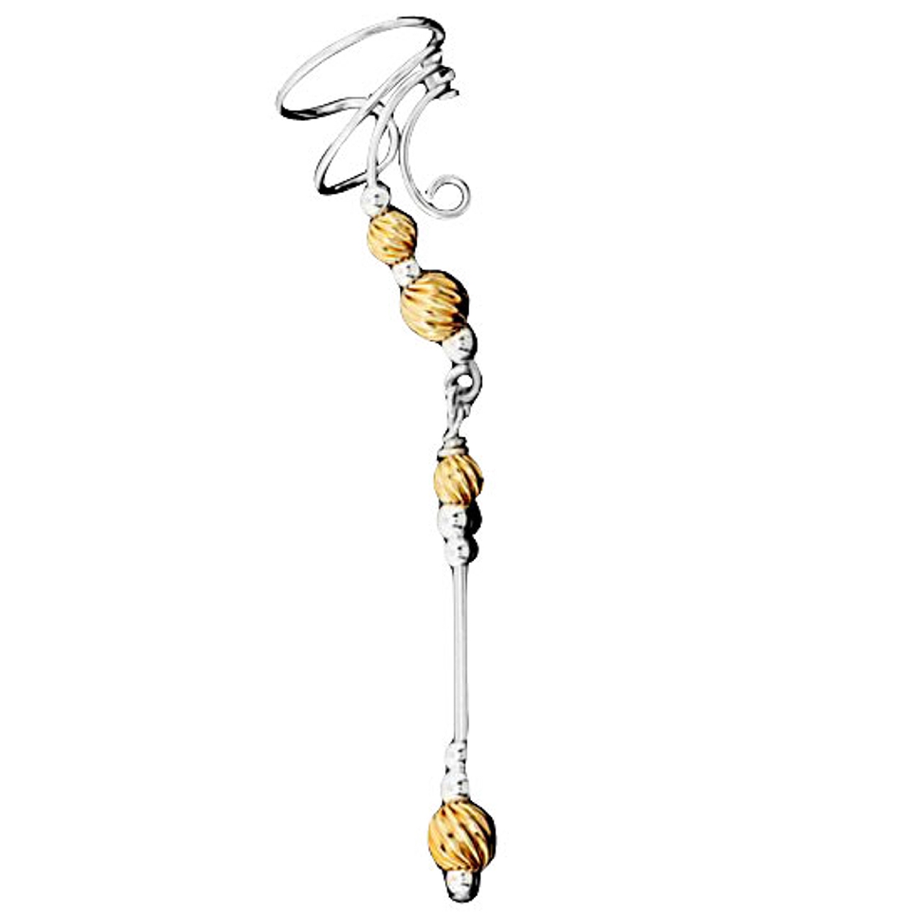 Right Only Pierceless Long Dangle Gold Filled Twist Beads Ear Cuffs Right Only Pierceless Long Dangle Gold Filled Twist Beads Ear Cuffs