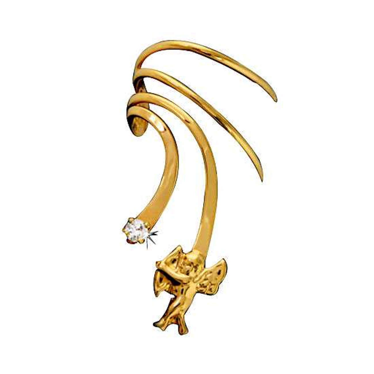 Left Only 14k Gold Vermeil Long Wave Angel Cubic Zirconia Ear Cuffs Left Only 14k Gold Vermeil Long Wave Angel Cubic Zirconia Ear Cuffs