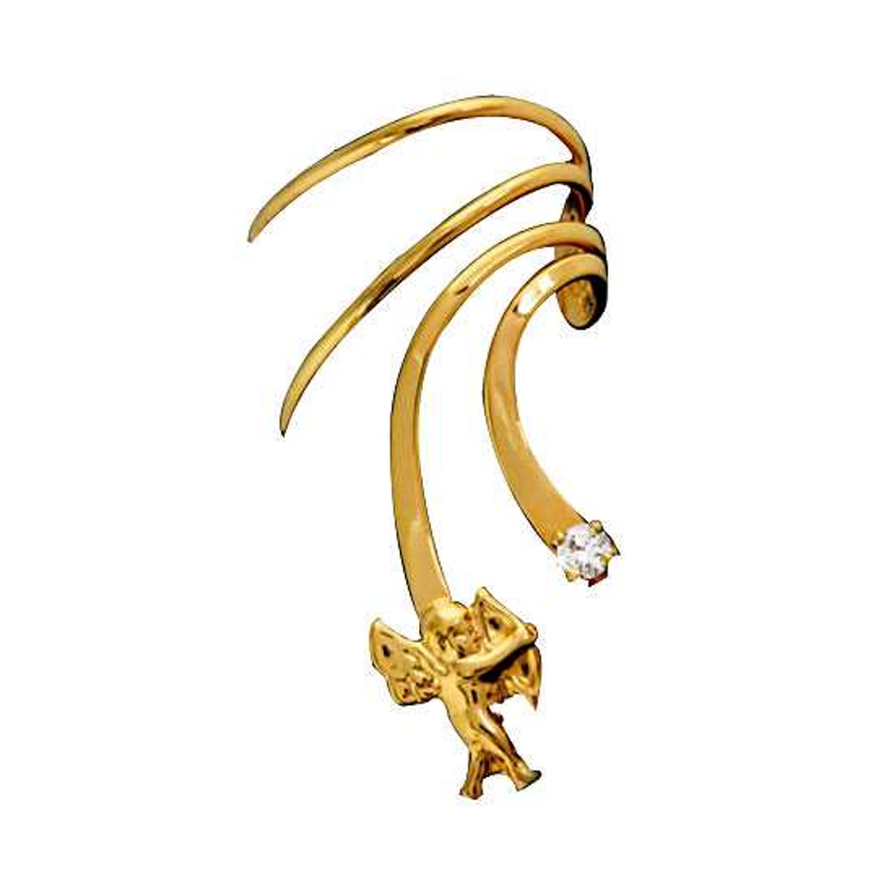 Right Only 14k Gold Vermeil Long Wave Angel Cubic Zirconia Ear Cuffs Right Only 14k Gold Vermeil Long Wave Angel Cubic Zirconia Ear Cuffs