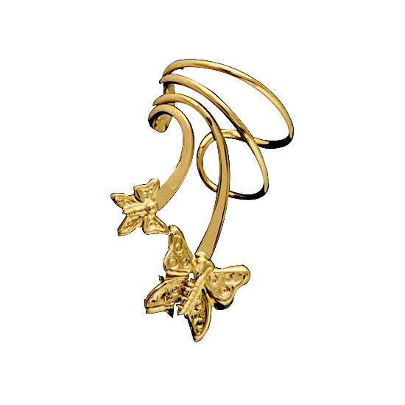 Gold Vermeil Pierceless Left Only Two Butterfly Ear Cuff Gold Vermeil Pierceless Left Only Two Butterfly Ear Cuff