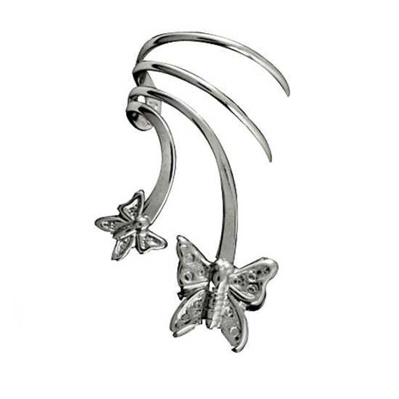Sterling Silver Pierceless Left Only Two Butterfly Ear Cuff Sterling Silver Pierceless Left Only Two Butterfly Ear Cuff