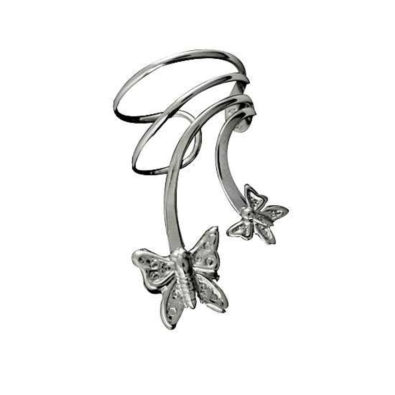 Sterling Silver Pierceless Right Only Two Butterfly Ear Cuff Sterling Silver Pierceless Right Only Two Butterfly Ear Cuff