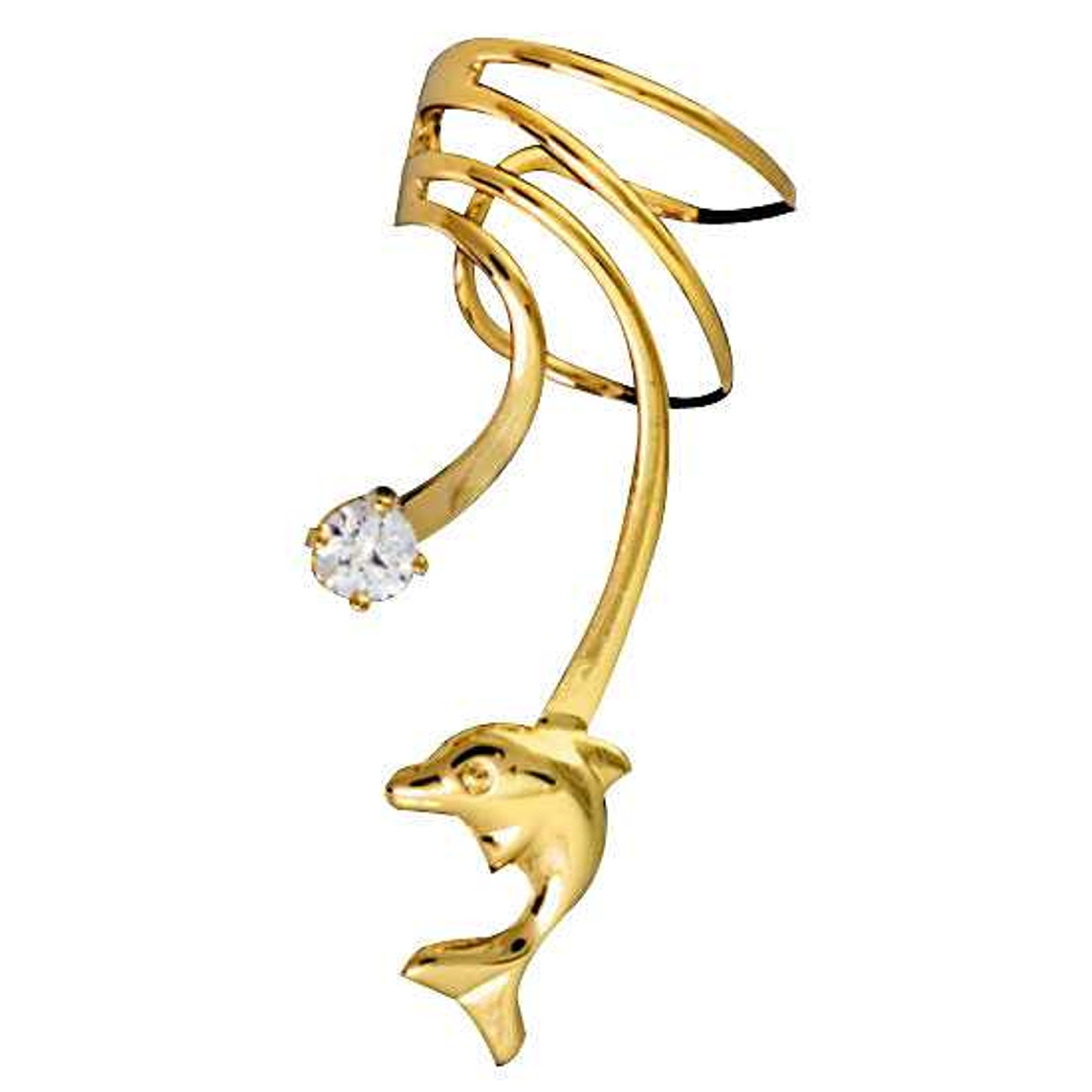 Gold Vermeil Left Only Small Dolphin With Cubic Zirconia Ear Cuff Gold Vermeil Left Only Small Dolphin With Cubic Zirconia Ear Cuff