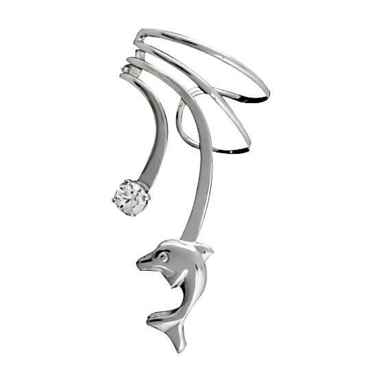 Pierceless Left Only Small Dolphin With Cubic Zirconia Ear Cuff Pierceless Left Only Small Dolphin With Cubic Zirconia Ear Cuff