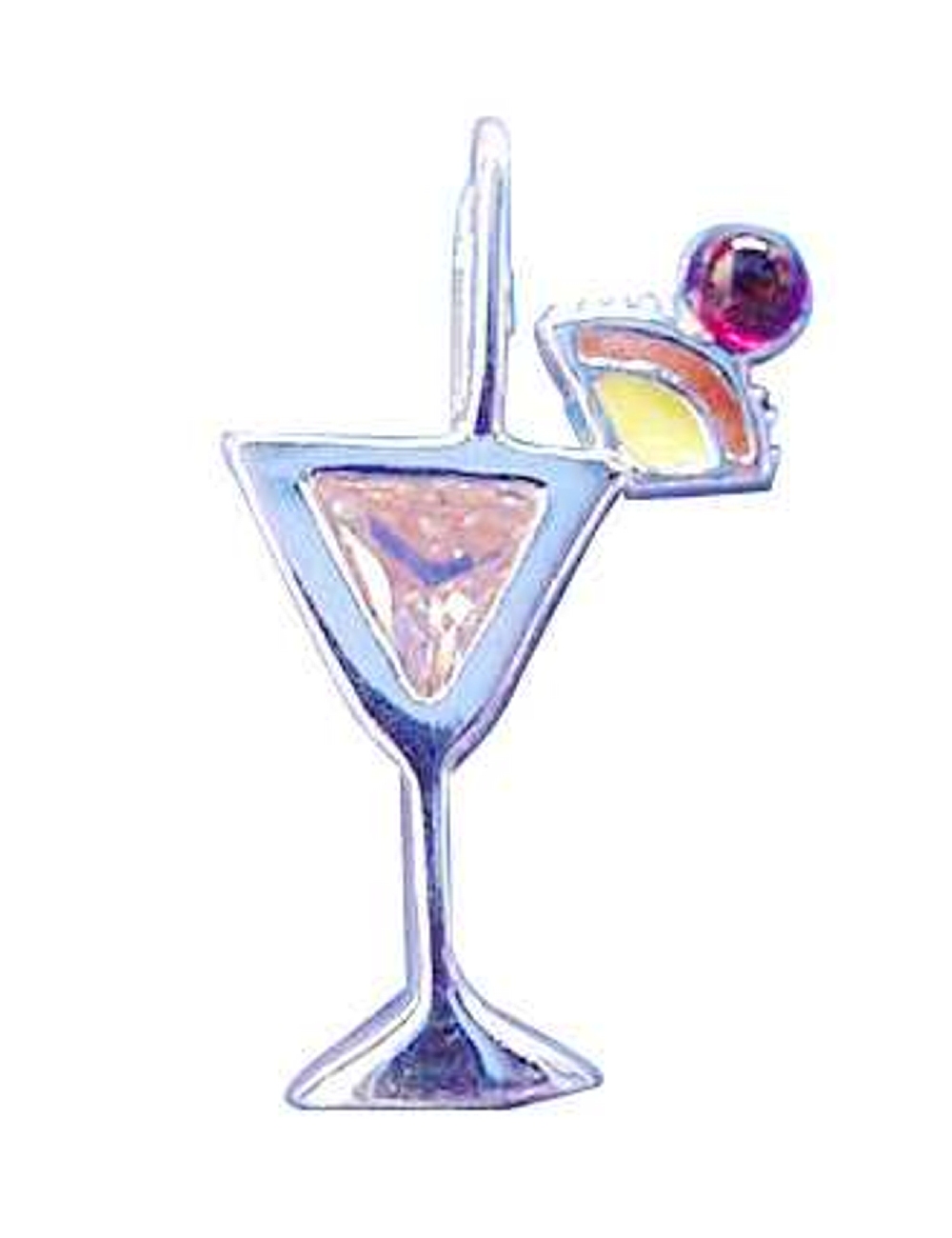 Sterling Silver AmberCubic Zirconia Mai Tai Cocktail Pendant Sterling Silver AmberCubic Zirconia Mai Tai Cocktail Pendant
