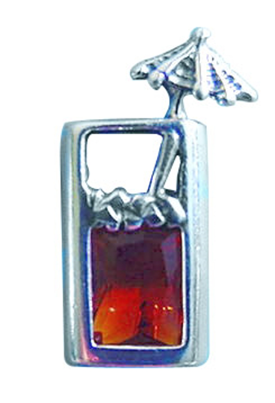 Sterling Silver Amber Cubic Zirconia Tropical Drink Pin Sterling Silver Amber Cubic Zirconia Tropical Drink Pin