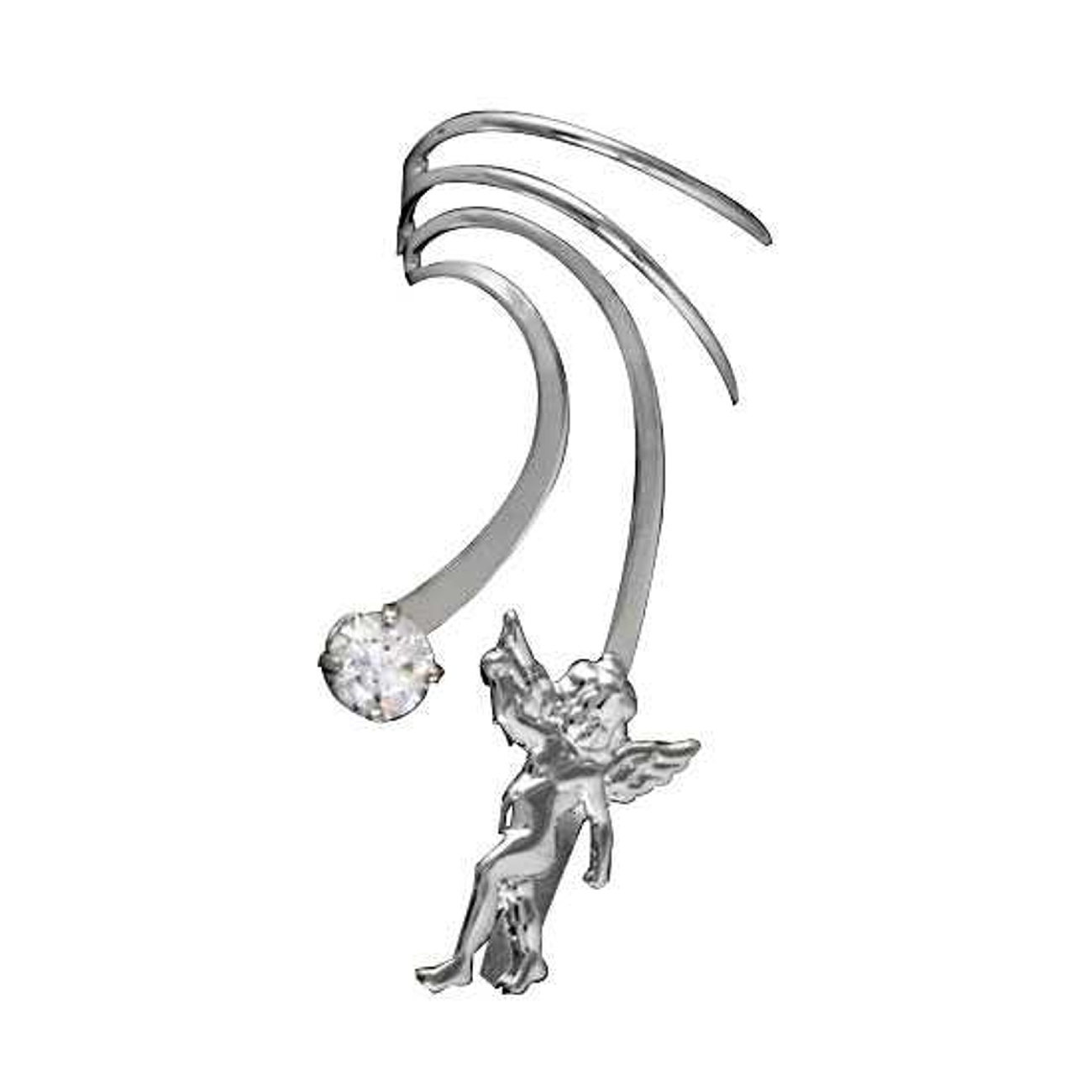 Left Only Long Wave Pierceless Angel And Cubic Zirconia Ear Cuffs Left Only Long Wave Pierceless Angel And Cubic Zirconia Ear Cuffs