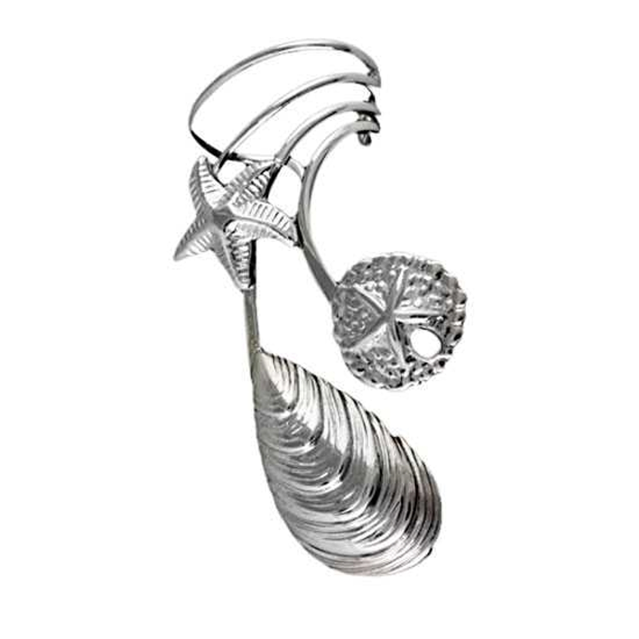 Right Only Long Wave Sea Shell Starfish Sand Dollar Ear Cuff Right Only Long Wave Sea Shell Starfish Sand Dollar Ear Cuff