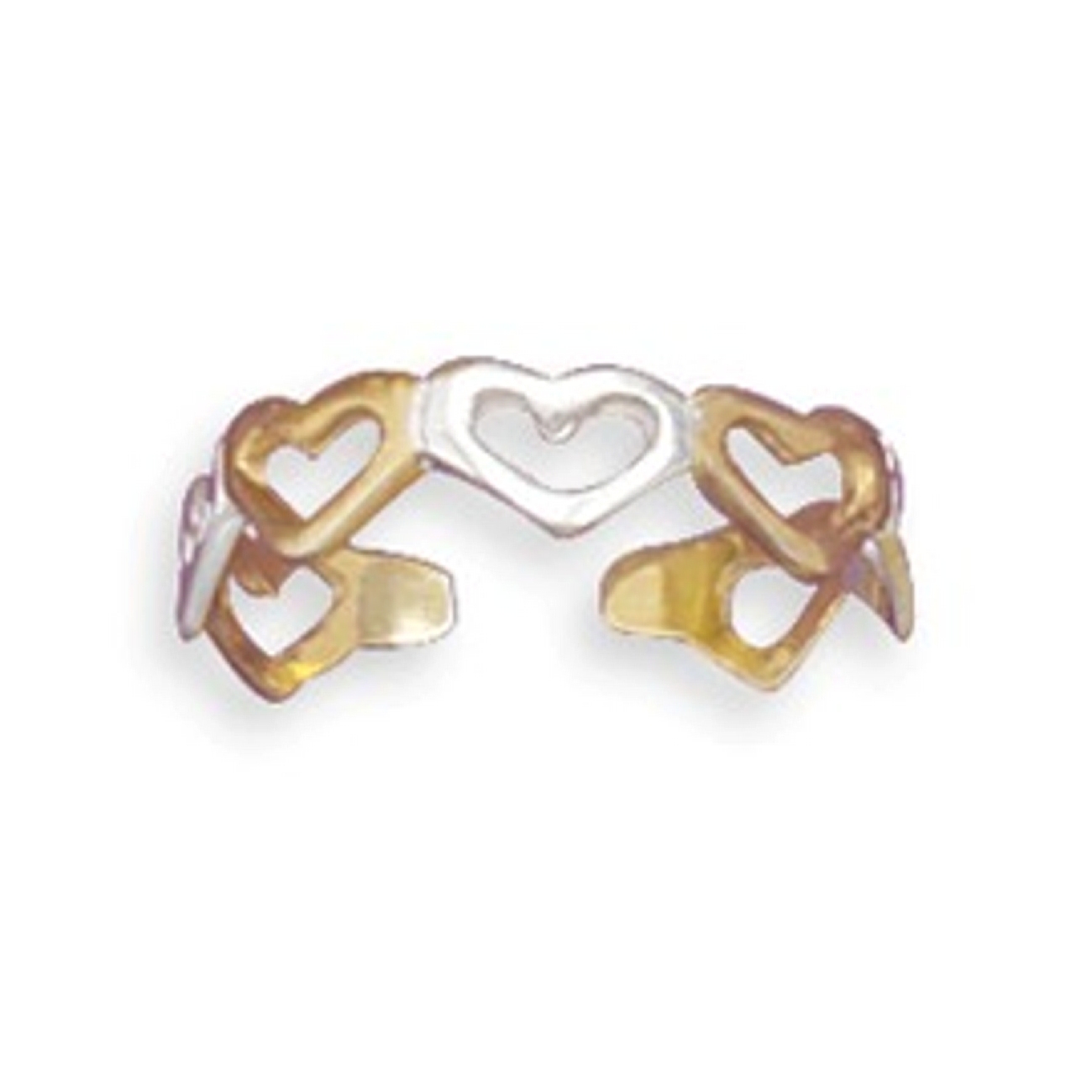 14kt Gold Plated Cut Out Hearts Adjustable Toe Ring 14kt Gold Plated Cut Out Hearts Adjustable Toe Ring