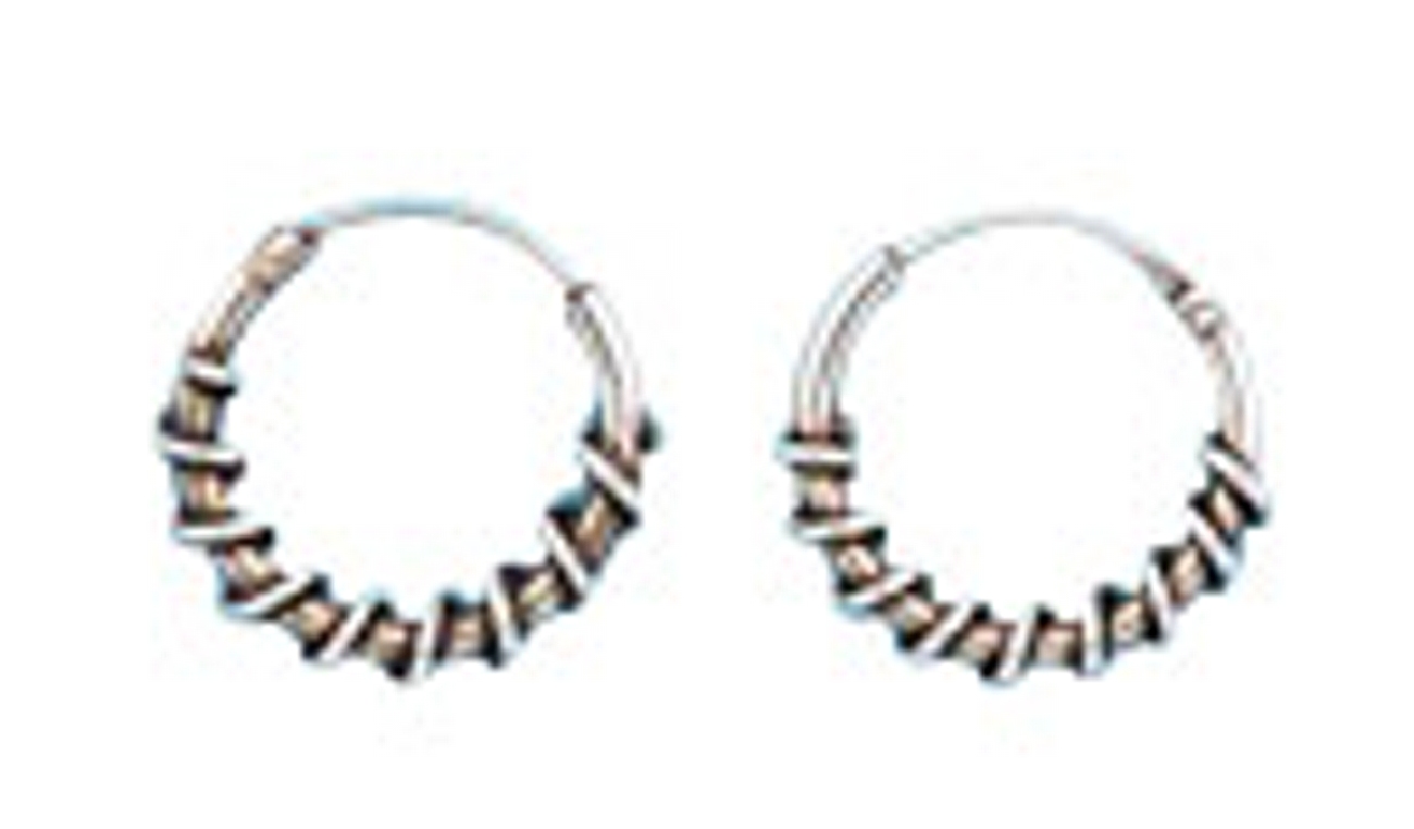 12mm Diameter Men's Wire Wrapped Bali Endless Hoop Earrings 12mm Diameter Men's Wire Wrapped Bali Endless Hoop Earrings
