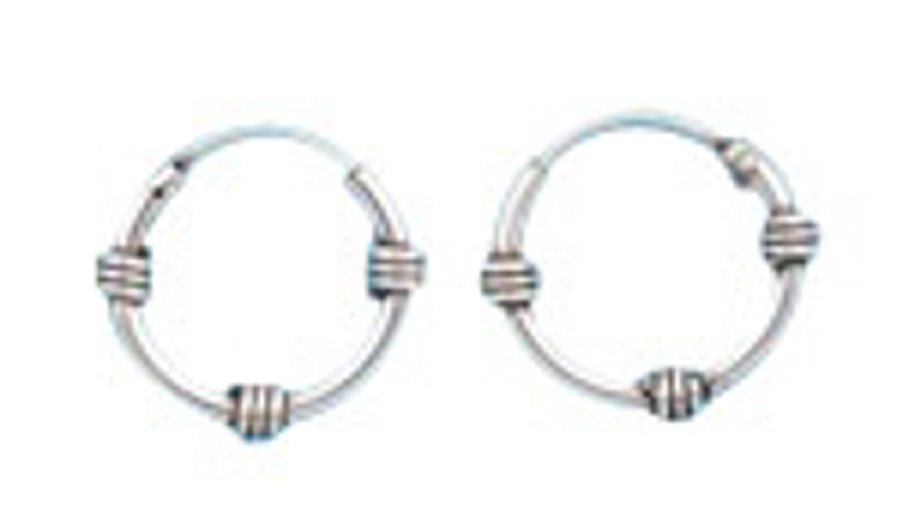 12mm Diameter Men's Three Decoration Bali Hoop Earrings 12mm Diameter Men's Three Decoration Bali Hoop Earrings
