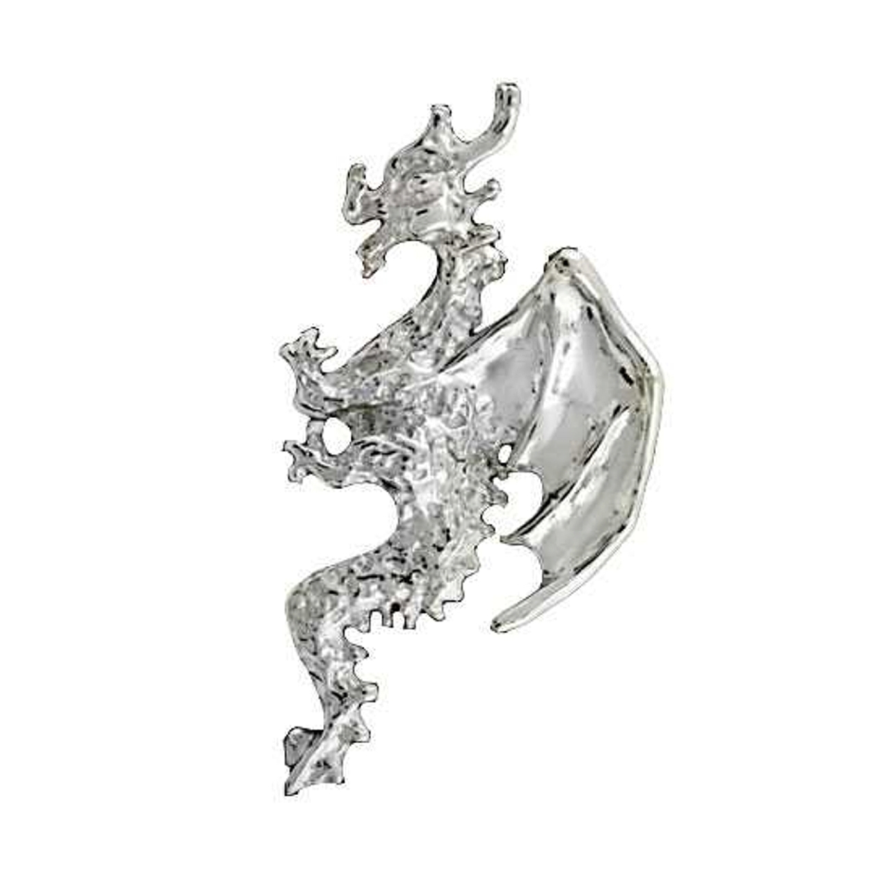 Left Only Sterling Silver Pierceless Flying Horned Dragon Ear Cuff Left
