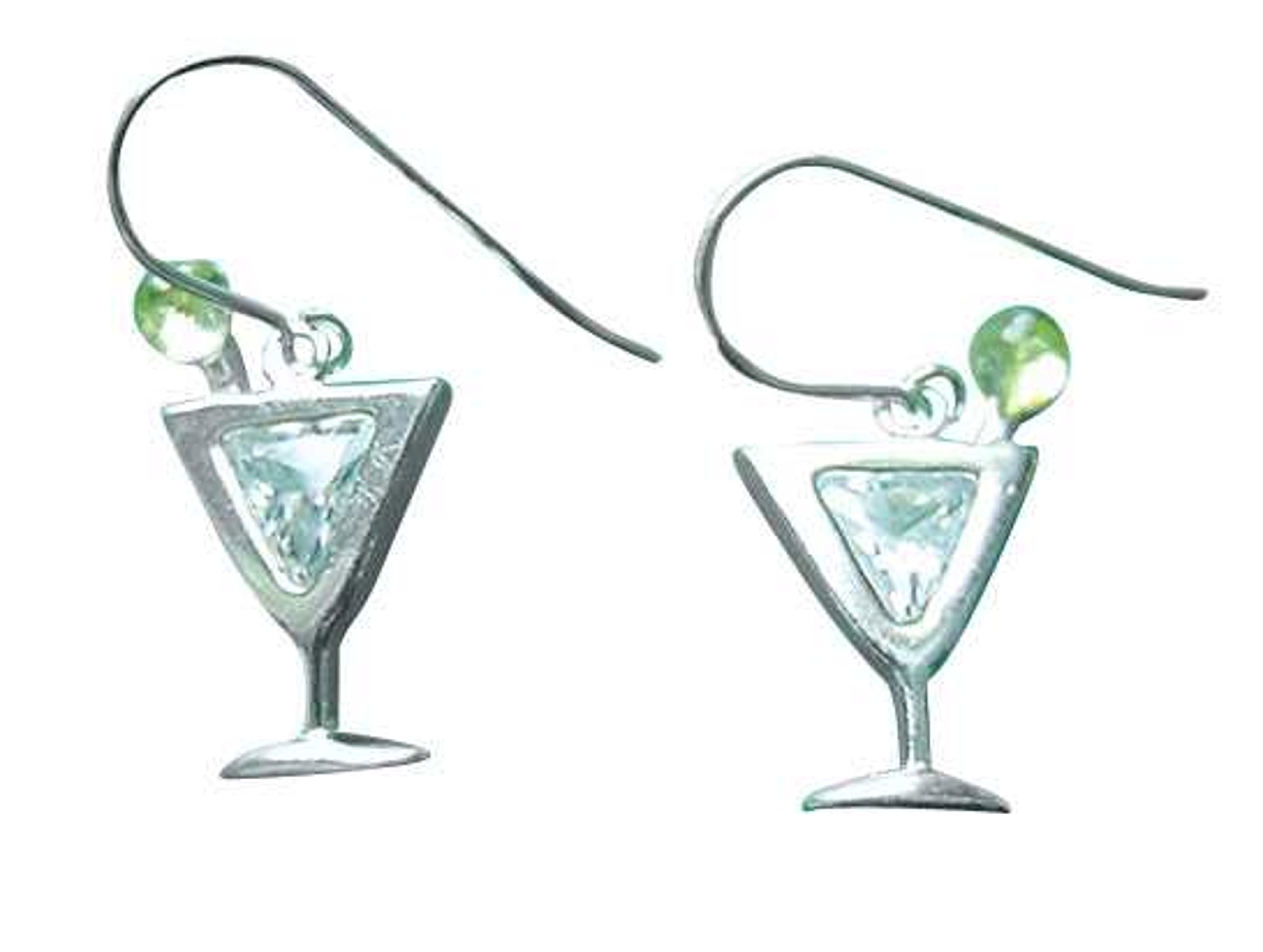 Sterling Silver Clear Cubic Zirconia Martini Glass Earrings Sterling Silver Clear Cubic Zirconia Martini Glass Earrings