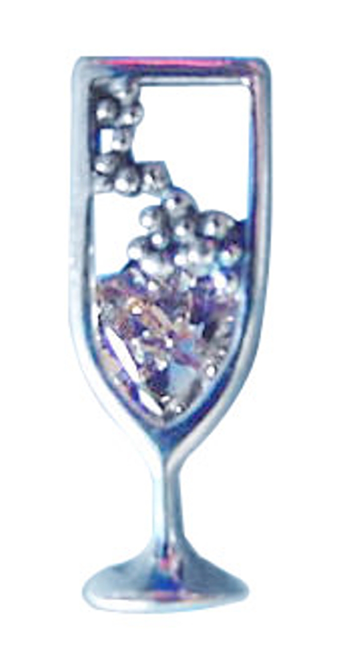 Sterling Silver Zirconia Bubbly Champagne Cocktail Pin Sterling Silver Zirconia Bubbly Champagne Cocktail Pin