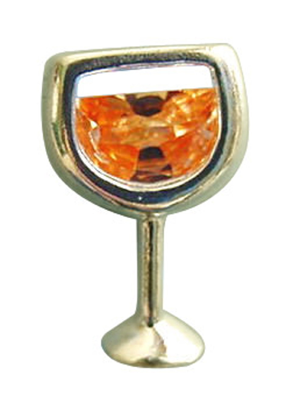 Sterling Silver Cubic Zirconia Glass Of White Wine Pin Sterling Silver Cubic Zirconia Glass Of White Wine Pin