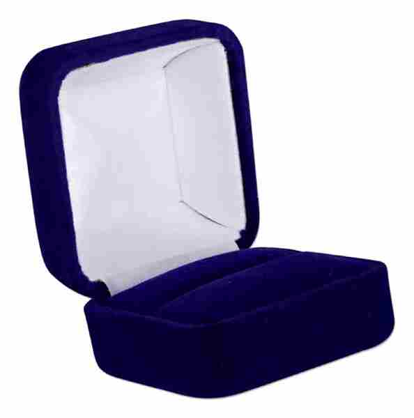 Small Square Deluxe Blue Velvet Over Metal Ring Jewelry Gift Box Small Square Deluxe Blue Velvet Over Metal Ring Jewelry Gift Box