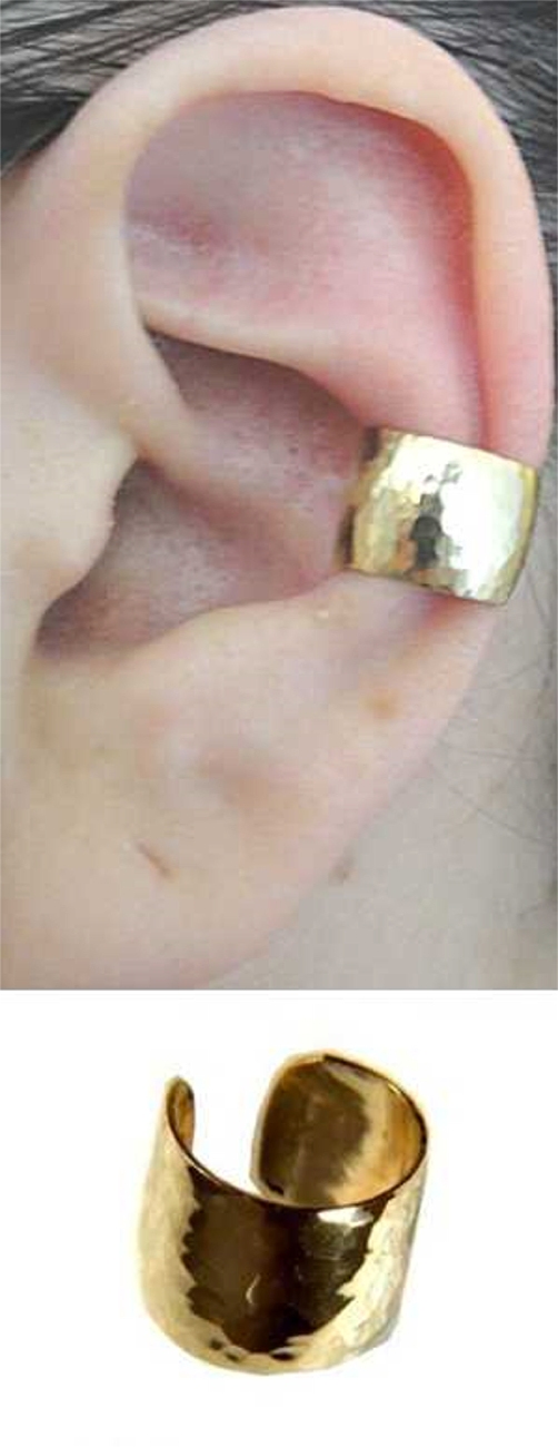 Gold Filled Nonpiercing Wide Hand Hammered Band Ear Cuff Gold Filled Nonpiercing Wide Hand Hammered Band Ear Cuff