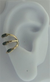 Left Or Right Sterling Silver Three Malachite Row Band Ear Cuff Left Or Right Sterling Silver Three Malachite Row Band Ear Cuff