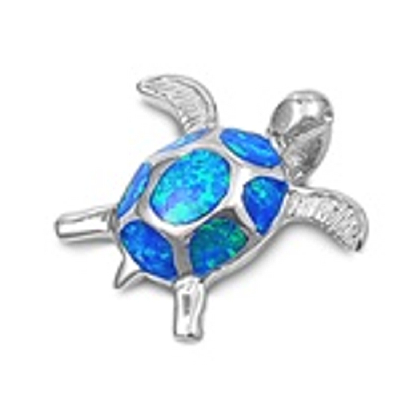 Small Turtle Pendant With Blue Green Synthetic Opal Shell Small Turtle Pendant With Blue Green Synthetic Opal Shell